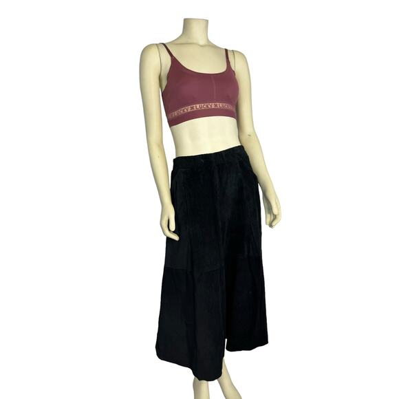 Vintage Saks Fifth Avenue Patchwork Suede Skirt elastic waistband size large - Picture 10 of 14